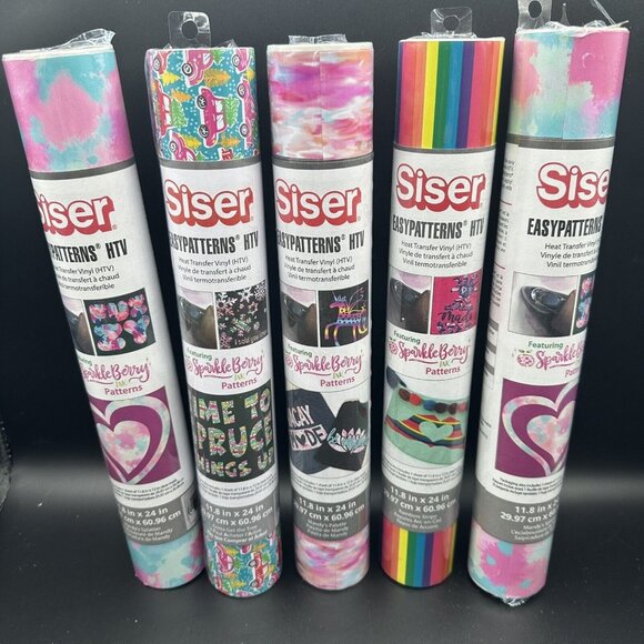 Siser EasyPatterns HTV Heat Transfer Vinyl Sparkle Berry Pattern Bundle Lot of 5 - Picture 1 of 12